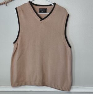 Vintage 90's Y2K Men's V-Neck Sweater Vest 100% Cotton Preppy Collegiate